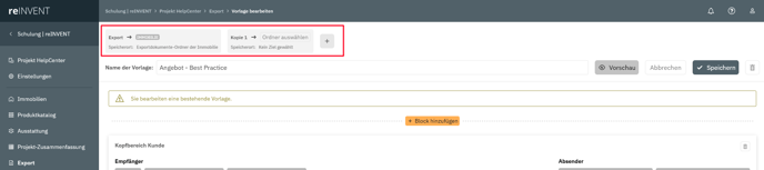 Speichern in reINVENT
